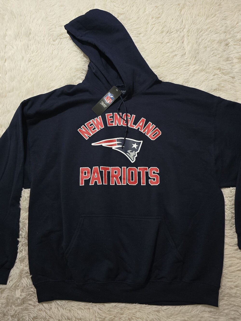 NFL Navy New England Patriots Hoodie with Red Logo